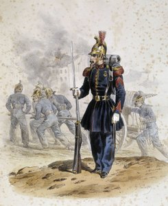 Brannmenn rundt 1860 - tegning av Lalaisse, Arts Deco av French School