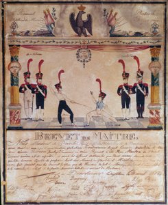 First Empire: Master of Arms-sertifikat i 1813. Fektediplom, Paris, Musee de l