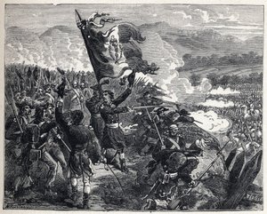Første koalisjon: oberst Antoine Guillaume (Antoine-Guillaume) Rampon (1759-1842) i slaget ved Montenotte 12. april av French School