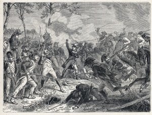 First coalition: Lazarus Nicolas Marguerite Carnot (1753-1823) during the Battle of Wattignies opposing the French troops to the Austrian army on 16 October 1793. av French School