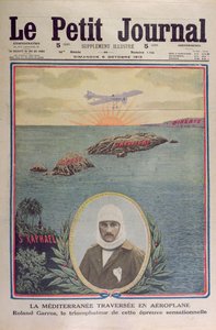 Første kryssing av Middelhavet 23. september 1913 av Roland Garros (1888-1918), omslagsillustrasjon av le Petit Journal 5. oktober 1913