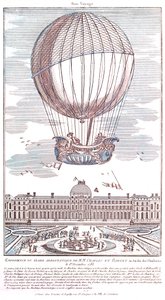 Første bemannede hydrogenballongflyvning, 1783 av French School