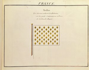 Flagget til en prins av kongefamilien, fra Pavillons des Puissances Maritimes (fargegravering) av French School