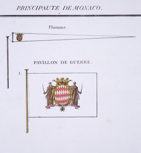 Flagg fra Monaco, fra en fransk bok med flagg, ca. 1819 av French School