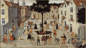 Folkefestival rundt et tre, ca. 1560 (olje) av French School