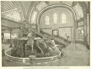 Den monumentale fontenen til sentralgalleriet, nær Maskinpalasset (gravering) av French School