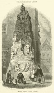 Fontenen til Hotel de Lisieux i Rouen (gravering) av French School