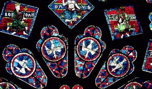 Fire duer, detalj fra det nordlige rosevinduet, ca. 1223 av French School