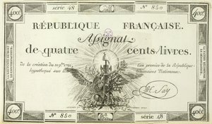 Fire hundre livre-seddel, 21. september 1792 av French School