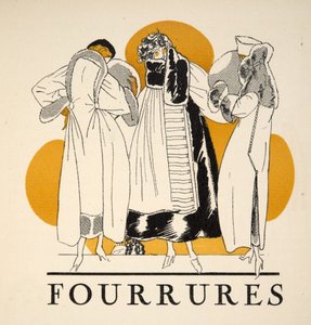 Pelsverk fra Gazette de Bon Ton, utgivelsesdato 1920 (sjablongtrykk) av French School