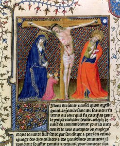 Fr.120. f.520 Josef av Arimathaea som samler blodet til den korsfestede Kristus, fra La Quite de Saint Graal av French School