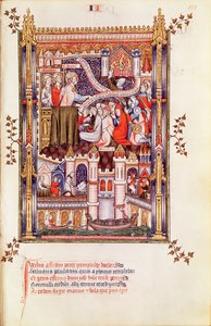 Fr 2091 fol.111 St. Denis forkynner for pariserne som bryter sine hedenske avguder, fra Vie de St. Denis, 1317 av French School