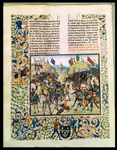 Fr 2643 f.165v Slaget ved Crecy fra hundreårskrigen, fra Froissarts Chronicle, 24. august 1346 av French School