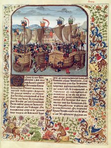 Fr 2643 f.82 Slaget ved Ecluse, 24. juni 1340, fra Froissarts Chronicle av French School