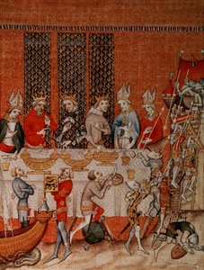 Fr 2813 f.473 Bankettscene, fra Grandes Chroniques de France, 1375-79 av French School