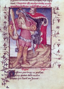 Fr 606 f.11 Ulysses gjennomborer kyklopens øye, fra Epitre dOthea, av Epitremesteren, ca. 1406 av French School