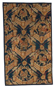 Fragment av et heraldisk billedvev som viser Arms of Beaufort, Turenne og Comminges, laget i Paris eller Arras (ull) av French School