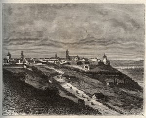 Frankrike, Champagne-Ardenne, Haute-Marne (52), Langres - gravering i «La France illustrée: geografi, historie, statistisk administrasjon» av V.-A. Malt brun. 1884 av French School