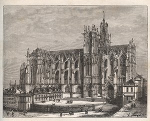 France, Lorraine, Moselle (57), Metz: La cathedrale Saint Etienne de Metz - engraving in “La France illustree: geographie, histoire, administration statistique” by V.-A. Malt-Brown. 1884 av French School