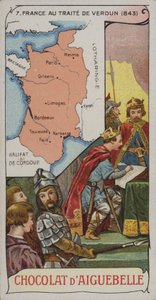 Frankrike på tidspunktet for Verdun-traktaten i 843 (kromolitho) av French School