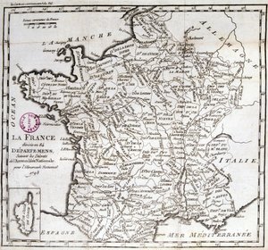 Frankrike delte seg inn i 84 avdelinger etter dekretene fra nasjonalforsamlingen i 1793 av French School