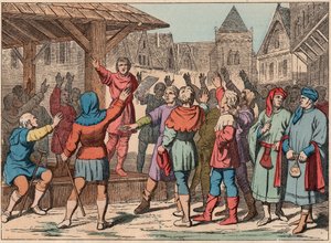 Frankrike i middelalderen: kommunene - Felles charter - Ed - Gravering fra slutten av 1800-tallet i "" Nos Gires Nationales - Images et recits"" av French School