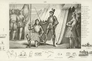 Frans I av Frankrike ber om å bli riddet av Chevalier Bayard etter seier i slaget ved Marignano, Italia, 1515