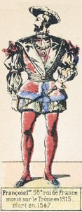 Francois 1er, 58. konge av Frankrike, besteg tronen i 1515, døde i 1547 (farget gravering) av French School