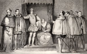 Francois II (1544-60) forteller de parlamentariske varamedlemmer at hertugen av Guise og kardinalen vil styre staten, fra 