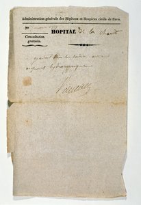 Gratis resept fra Hopital de la Charite, Paris, 7. mars 1837 av French School