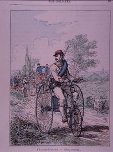 Den franske hærens trehjulssykkelrytter (velocipediste) av French School