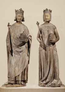 Den franske kongen Karl V og Jeanne de Bourbon (stein) av French School