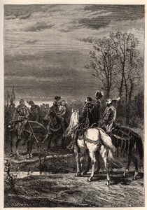 Franske religionskriger - Oktober 1569 Religionskrig - Samtalene før slaget ved Moncontour (Henri, hertugen av Anjou fremtidige Henry III og Gaspard II av Coligny - Slaget ved Moncontour (oktober 1569) - gravering fra "" Frankrikes historie fortalt til av French School
