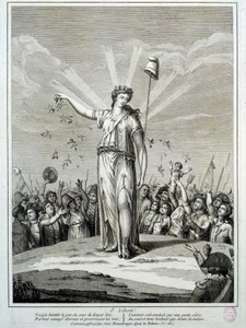 Fransk revolusjon: "O liberte" hyllest til frihet. Gravering av Paris fra 1700-tallet, Musee Carnavalet av French School