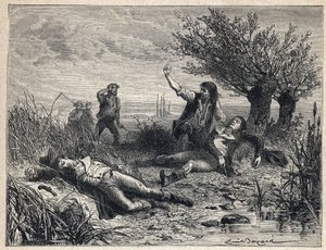 French Revolution: suicide by poisoning of politicians Francois Buzot (1760-1794) and Jerome Petion de Villeneuve (1759-1794) av French School