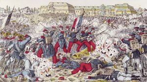 Franske tropper omringet av den prøyssiske hæren i slaget ved Sedan, 31. august 1870 av French School