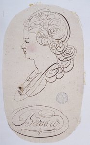 Fransk kalligrafi: Portrett av en ung person henrettet av Bernard de Paris rundt 1780. av French School