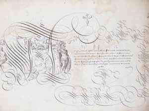 Fransk kalligrafi: Skriftens hage av Robert Vignon rundt 1600. Historisk bibliotek i byen Paris. av French School