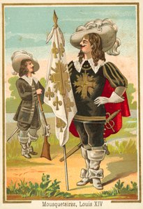 Franske musketerer fra Louis XIVs tid (chromolitho) av French School