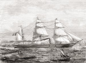 Fransk dampdrevet transatlantisk ruteskip Pereire (1866-1888), fra Les Merveilles de la Science, pub.1870 av French School