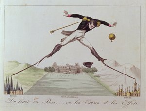 Fra høy til lav ... eller årsakene og virkningene, karikatur av Napoleons utenrikspolitikk, ca. 1814 av French School