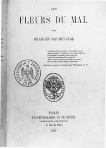 Forside av den første utgaven av Les Fleurs du mal av Charles Baudelaire (1821-67) utgitt av Poulet-Malassis et de Broise, 1857 av French School