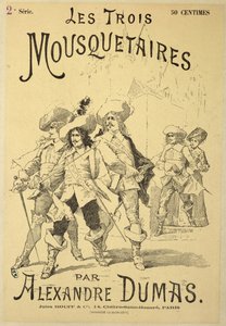 Forside av en serialisering av The Three Musketeers av Alexandre Dumas pere (1803-70) sent på 1800-tallet av French School
