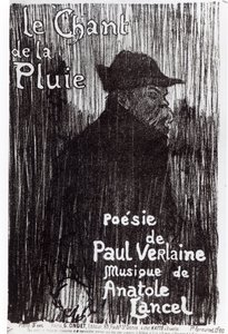 Forside av partituret Le Chant de la pluie, fra et dikt av Paul Verlaine, 1844 av French School