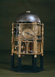 Front of a hexagonal table clock movement by Nicolas Lemaindre av French School