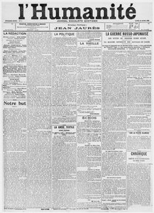 Forside, første nummer av avisen LHumanite, 18. april 1904 (trykt papir)