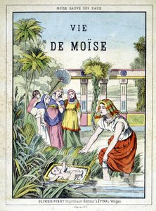 Frontispice av boken "" Life of Moses"", red. Olivier Pinot, Epinal, sent på 1800-tallet av French School