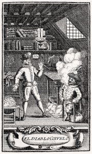Frontispice av Dubercelle for "The Devil upon Two Sticks", ca. 1787 av French School