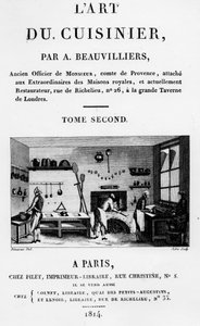 Frontispice fra LArt du Cuisinier av Antoine Beauvilliers, gravert av Jubin, utgitt 1814 av French School
