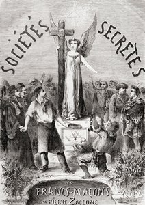 Frontispice fra Societes Secretes, les Francs Macons, utgitt ca. 1867 av French School